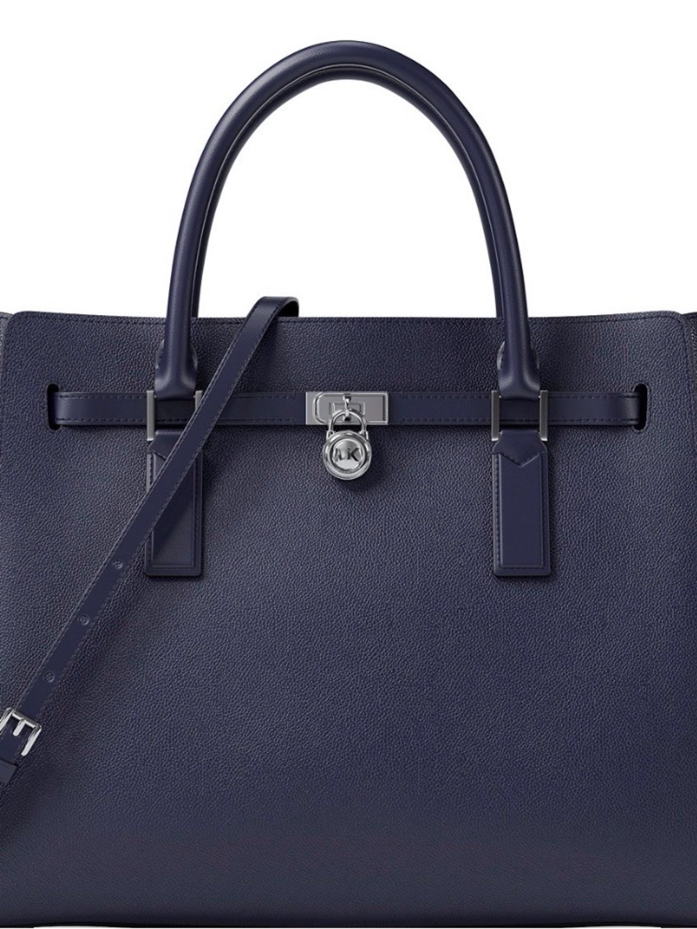 NWOT: Michael Kors Dress Blue Leather Tote Bag with Silver Hardware
